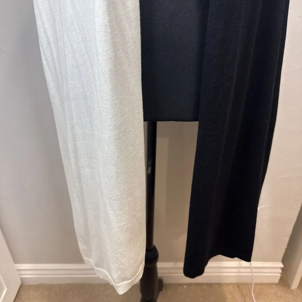 LDT Cap and Scarf Cashmere Blend Cream Black Gray Stripe